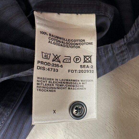 Boss Hugo Boss Shirt Men Size M Blue Stripes Long Sleeve 100% Cotton Button Down - Picture 7 of 8